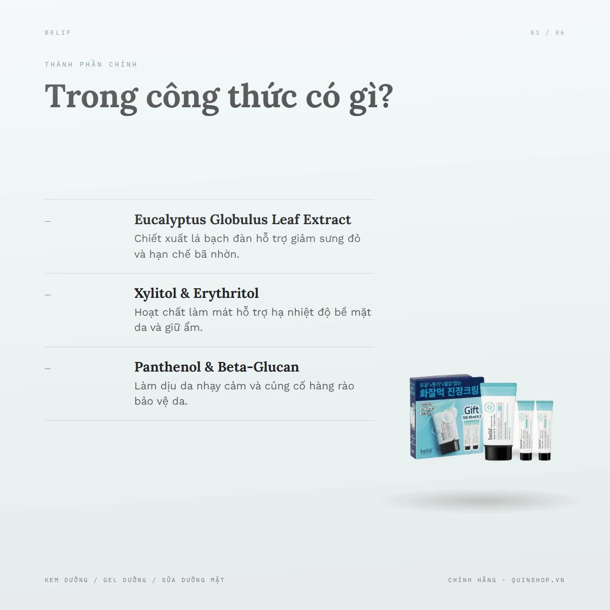 Set Kem Dưỡng Belif Aqua Bomb - Frozen Cream Set — Bảng thành phần có gì đáng chú ý?