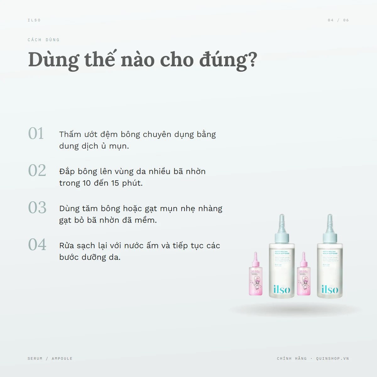 Set Tinh Chất Ủ Mụn & Bông Tẩy Trang ILSO Melting Sebum Softener — Hướng dẫn sử dụng đúng cách