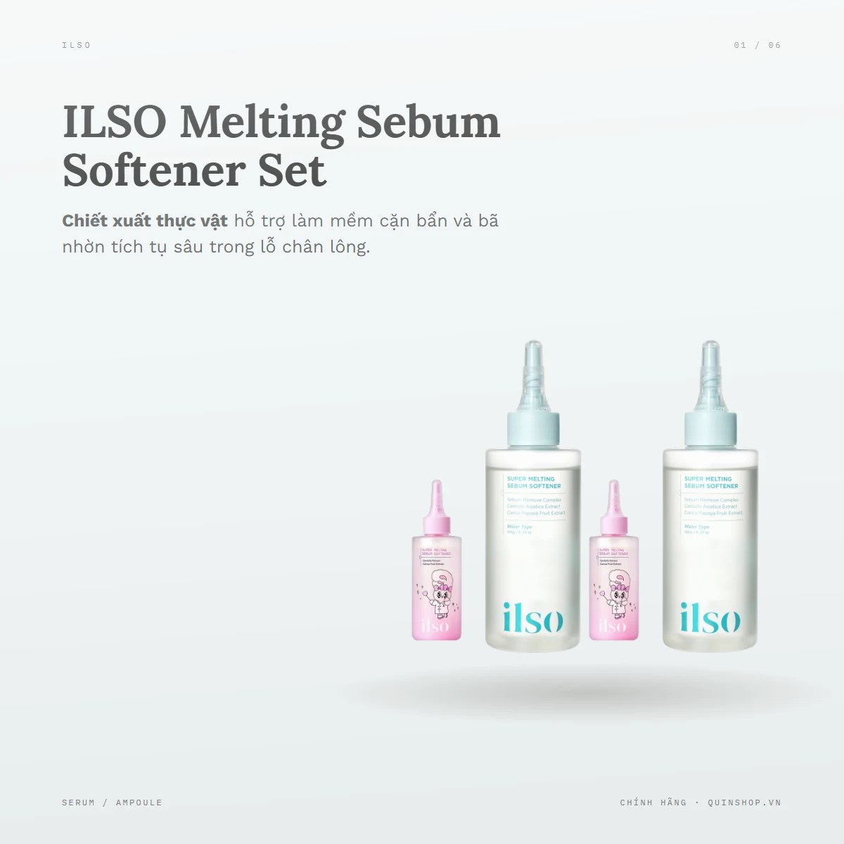 Set Tinh Chất Ủ Mụn & Bông Tẩy Trang ILSO Melting Sebum Softener