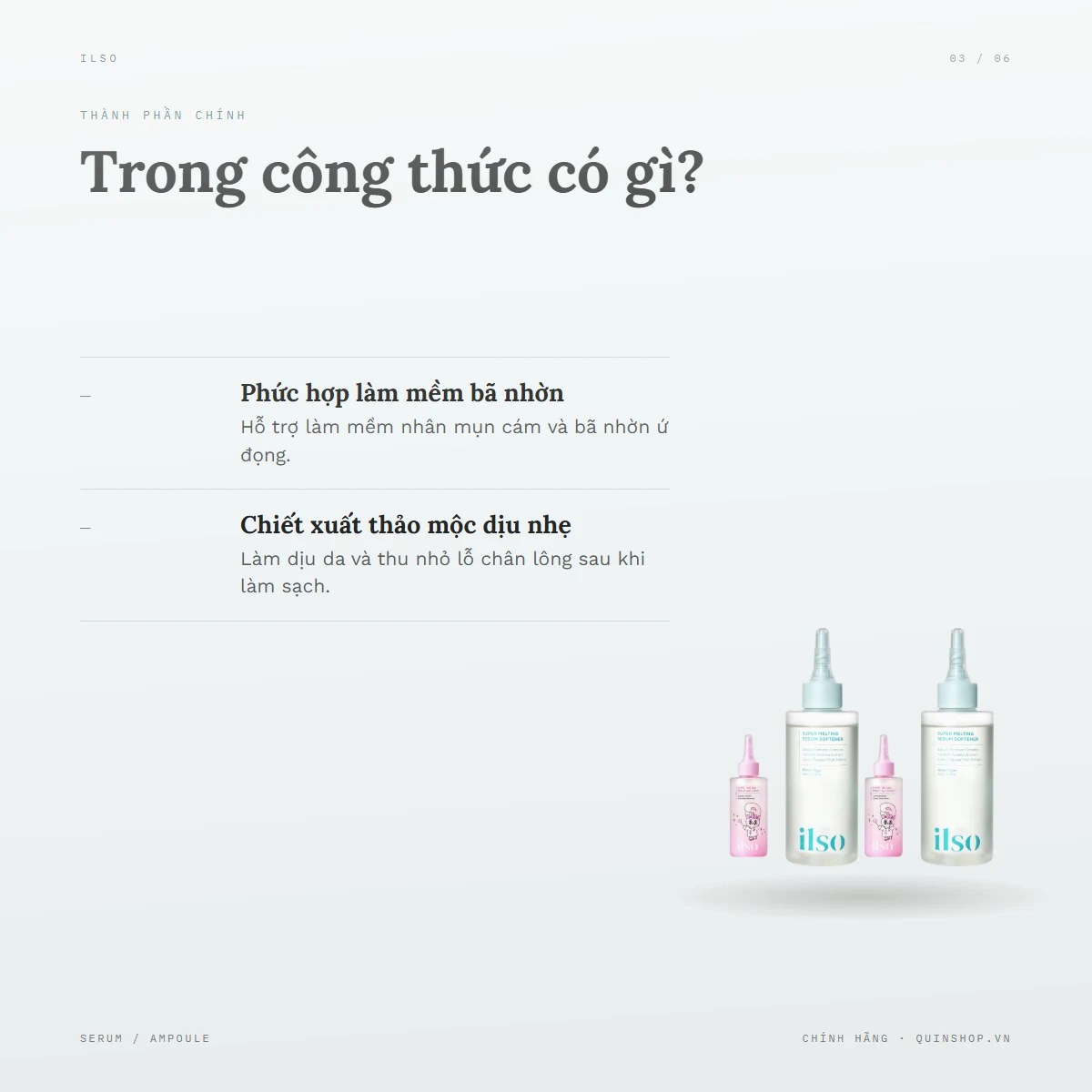 Set Tinh Chất Ủ Mụn & Bông Tẩy Trang ILSO Melting Sebum Softener — Thành phần chính có tác dụng gì với bã nhờn?