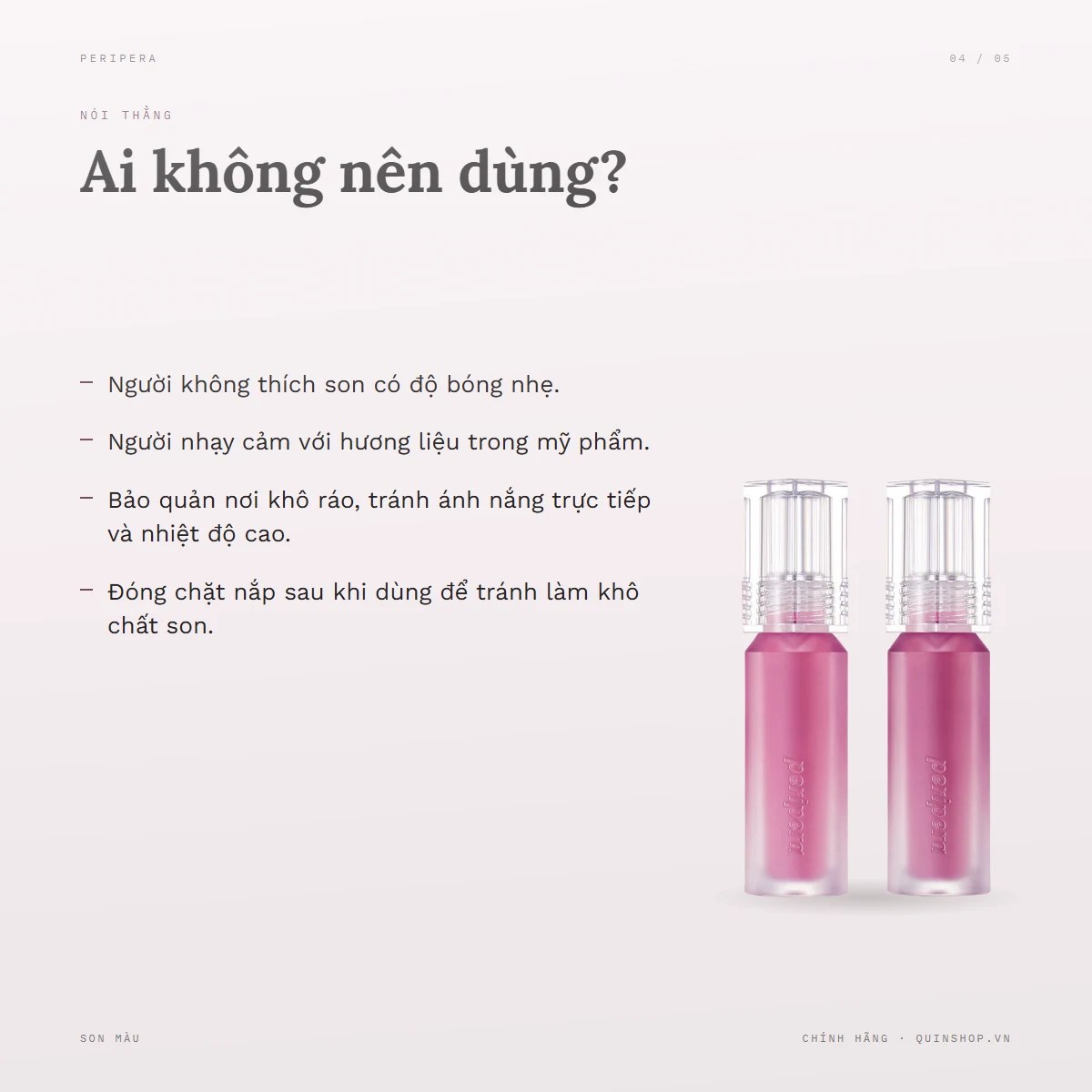 Son Tint Peripera Water Bare Tint — Ai không nên dùng hoặc cần lưu ý gì?