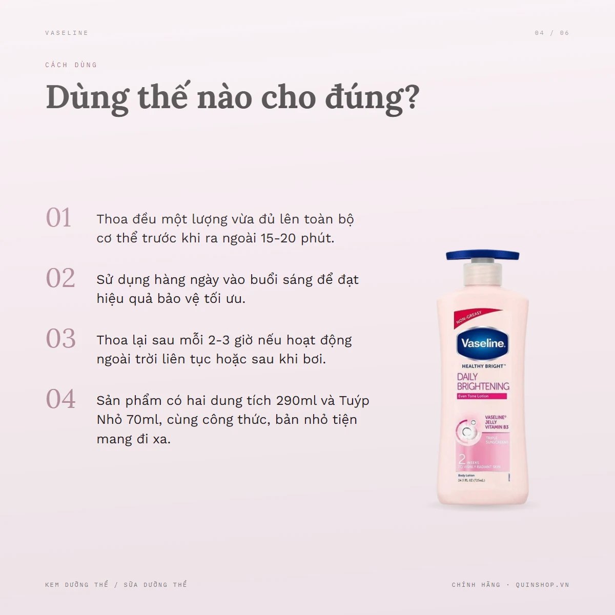 Sữa Chống Nắng Body Vaseline Healthy White Sun + Pollution Protection — Dùng vào buổi nào và bao lâu một lần?