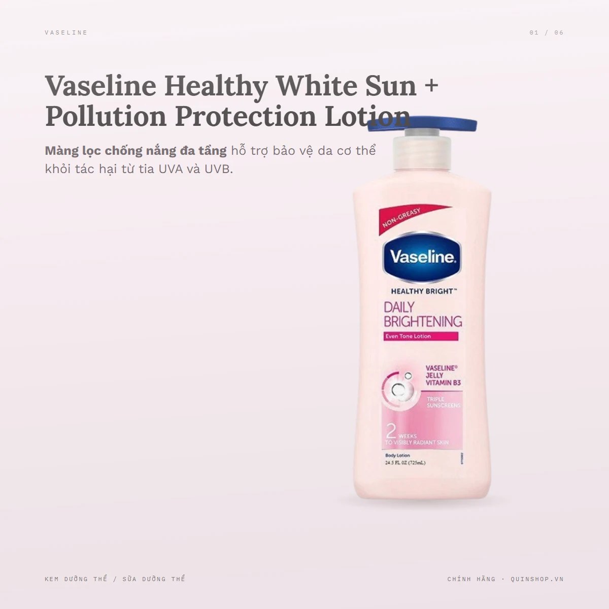 Sữa Chống Nắng Body Vaseline Healthy White Sun + Pollution Protection