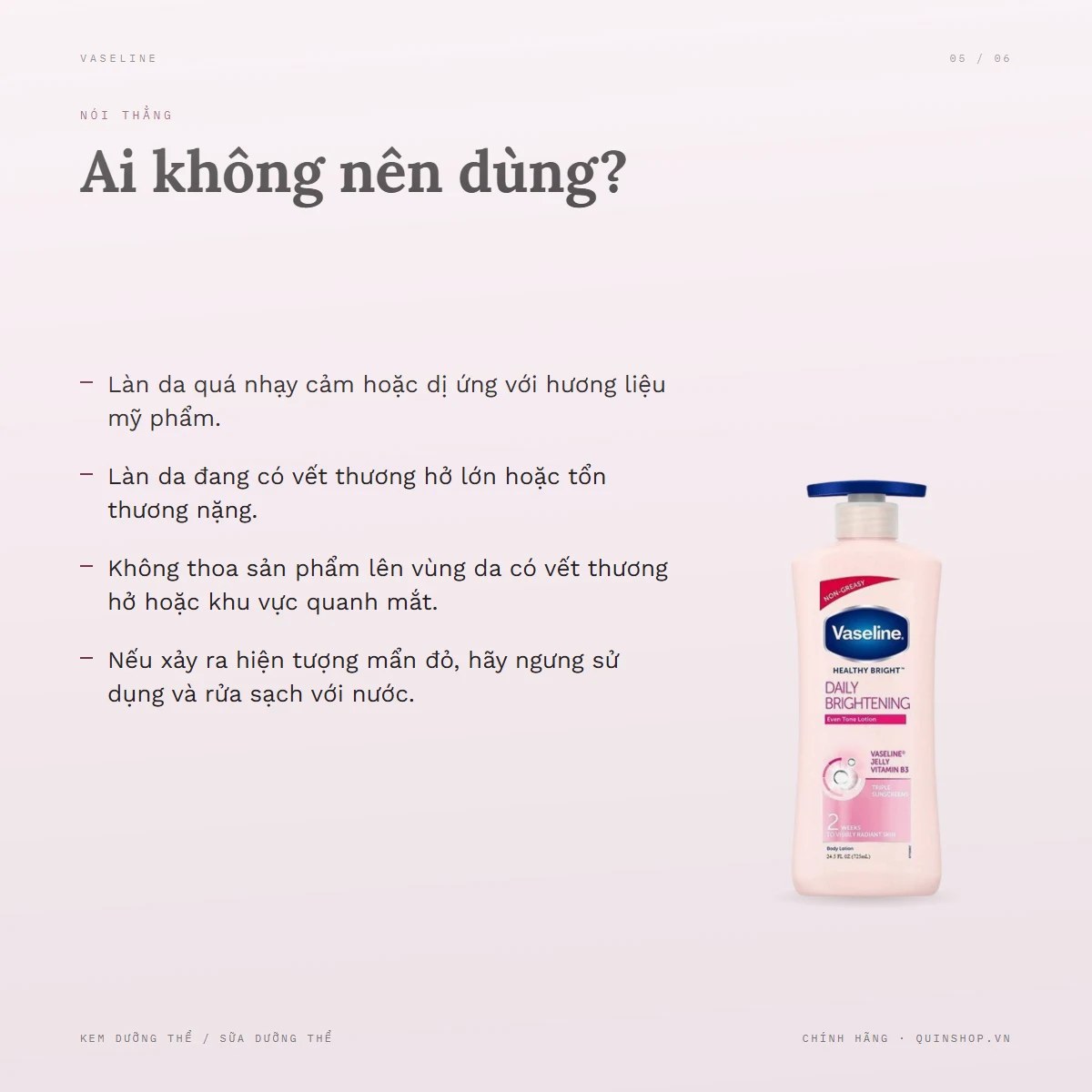 Sữa Chống Nắng Body Vaseline Healthy White Sun + Pollution Protection — Ai không nên dùng?