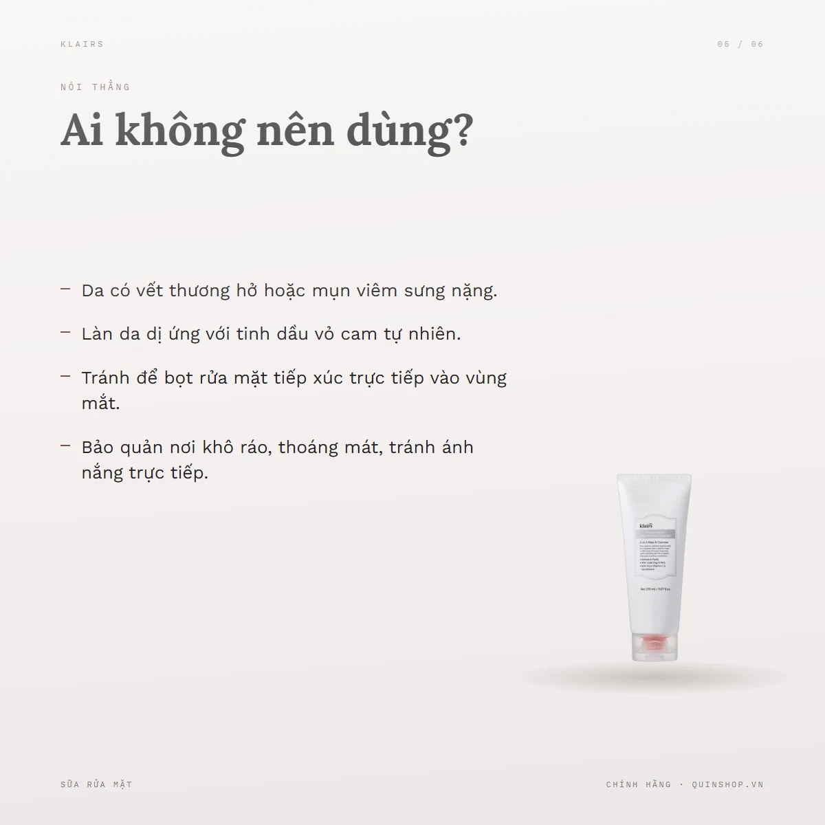 Sữa Rửa Mặt Dear, Klairs Freshly Juiced Vitamin Mask Cleanser — Ai không nên dùng?