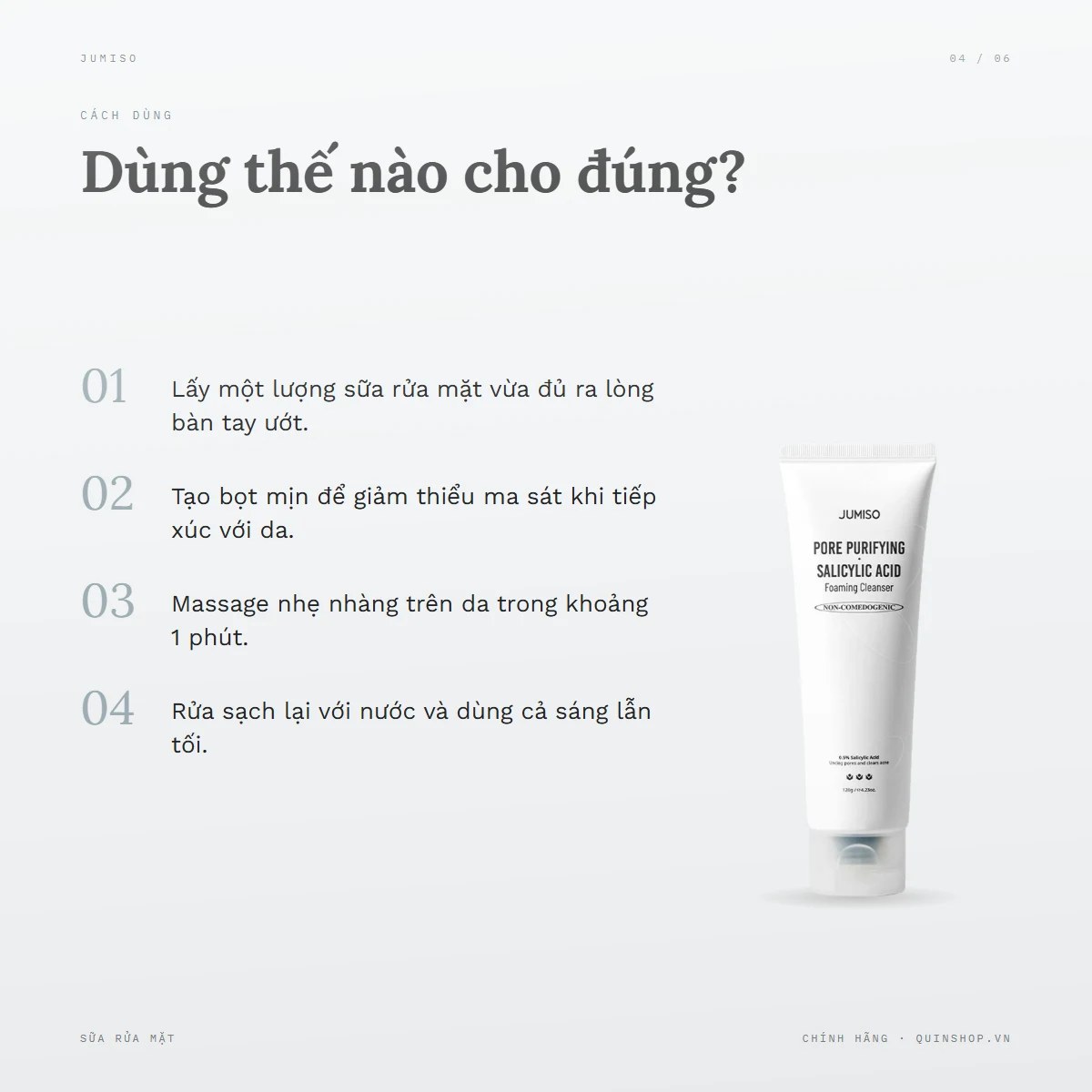 Sữa Rửa Mặt Jumiso Pore Purifying Salicylic Acid Foaming Cleanser — Dùng vào buổi nào và bao lâu một lần?