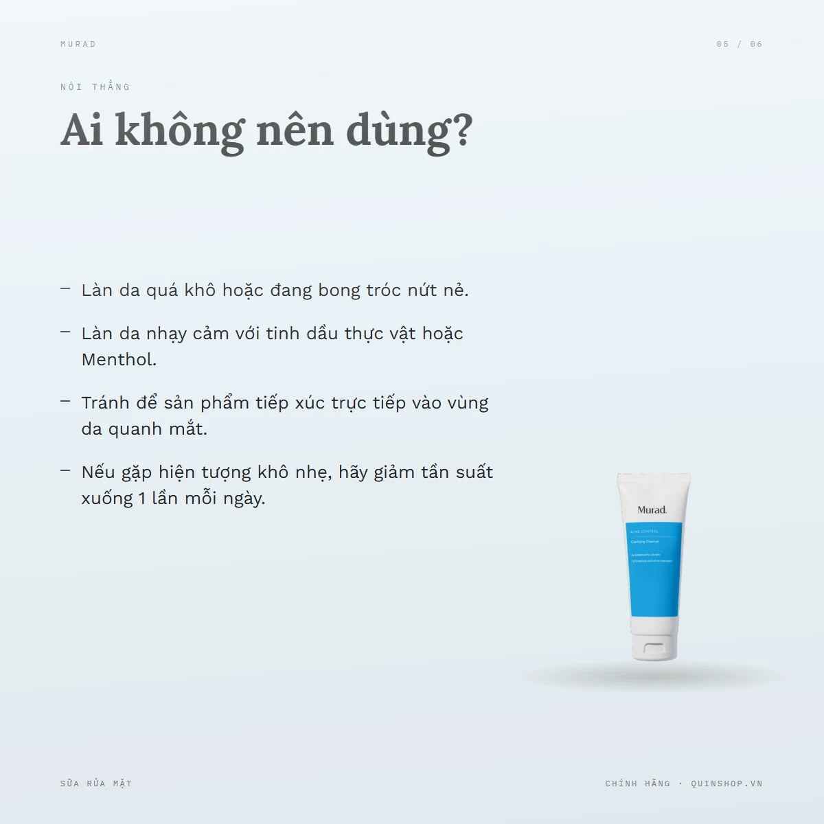Sữa Rửa Mặt Murad Clarifying Cleanser — Ai không nên dùng sản phẩm này?