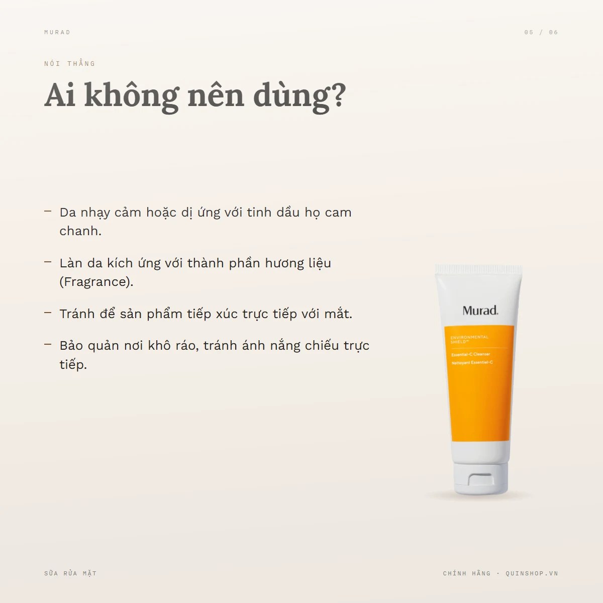 Sữa Rửa Mặt Murad Essential-C Cleanser — Ai không nên dùng sản phẩm này?