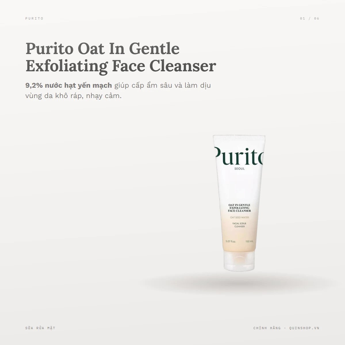 Sữa Rửa Mặt Purito Oat In Gentle Exfoliating Face Cleanser