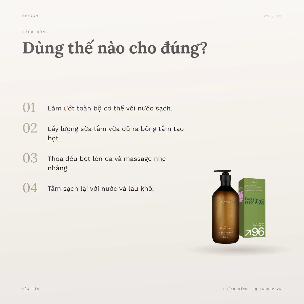 Sữa Tắm Hetras Hotel Therapy Body Wash — Lưu ý khi sử dụng và bảo quản