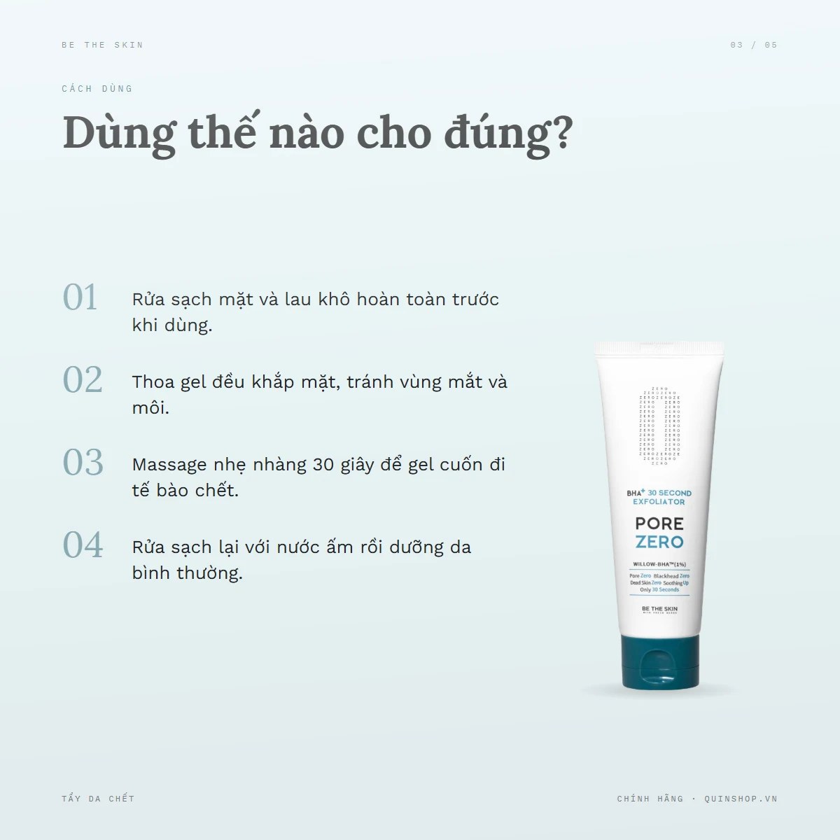 Tẩy Da Chết Be The Skin BHA+ Pore Zero 30 Second Exfoliator — Dùng vào buổi nào và bao lâu một lần?