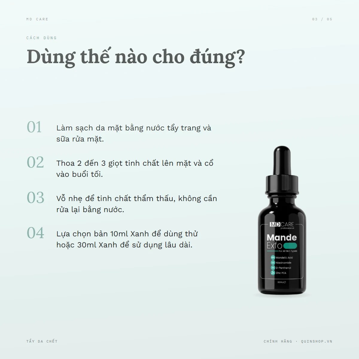 Tẩy Da Chết MD CARE Mande Exfo For All Skin Types — Dùng vào buổi nào và bao lâu một lần?