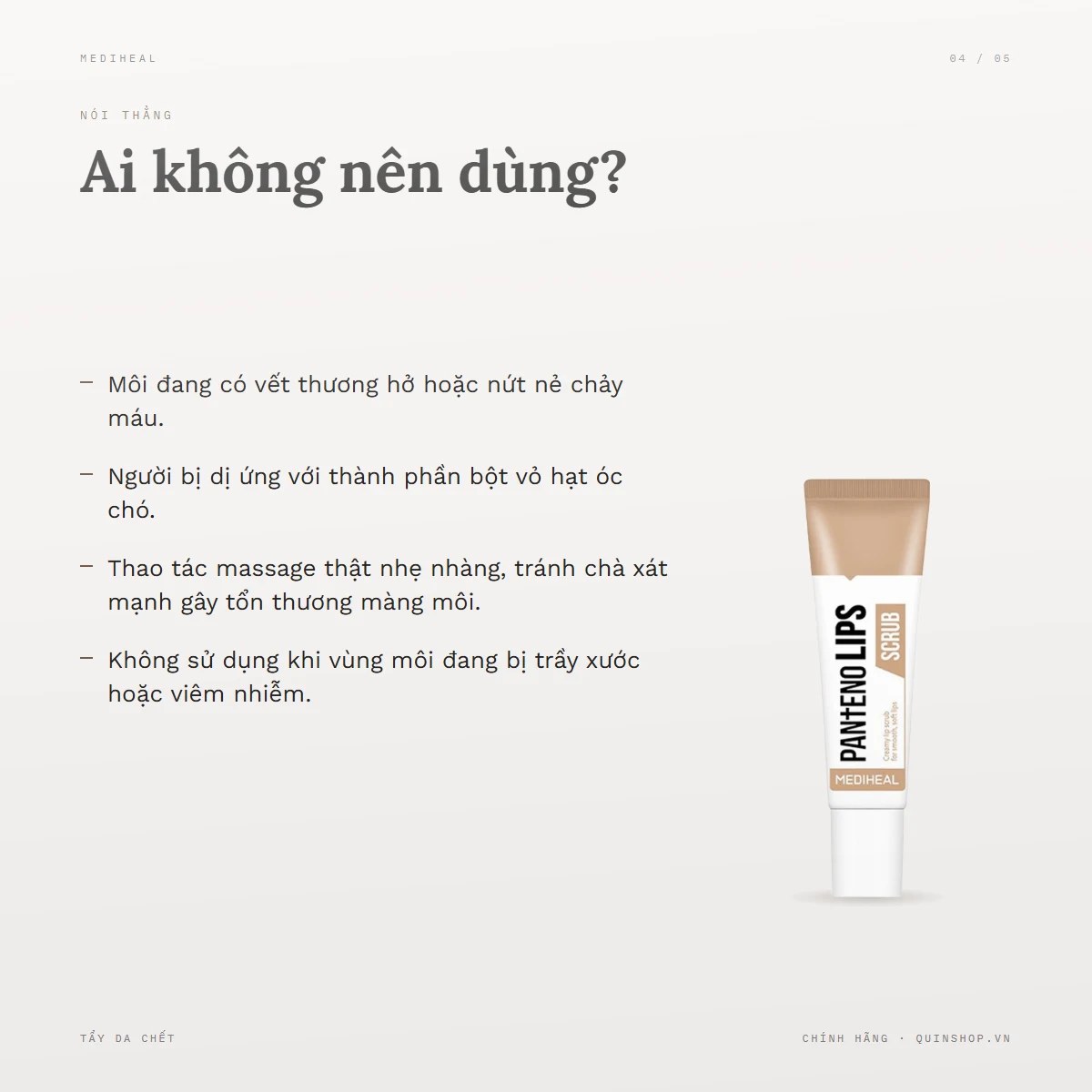 Tẩy Tế Bào Chết Môi Mediheal Pantenolips Scrub — Ai không nên dùng sản phẩm này?