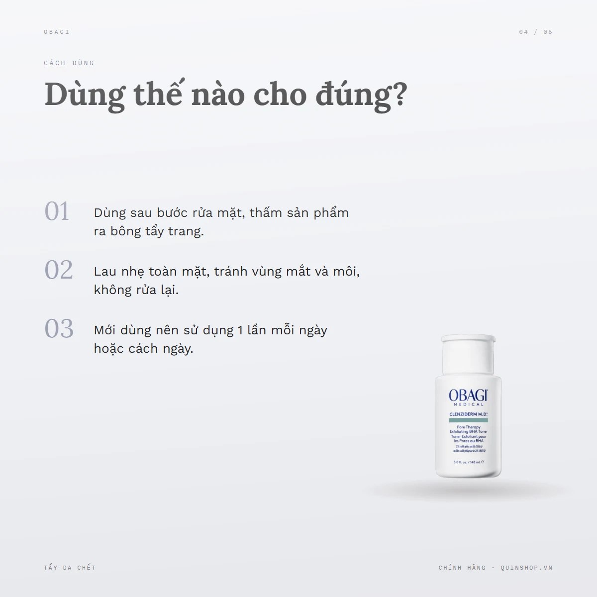 Tẩy Da Chết Obagi Medical Clenziderm M.D. Pore Therapy Exfoliating BHA Toner — Dùng vào buổi nào và bao lâu một lần?