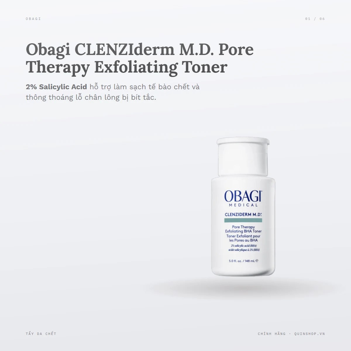 Tẩy Da Chết Obagi Medical Clenziderm M.D. Pore Therapy Exfoliating BHA Toner