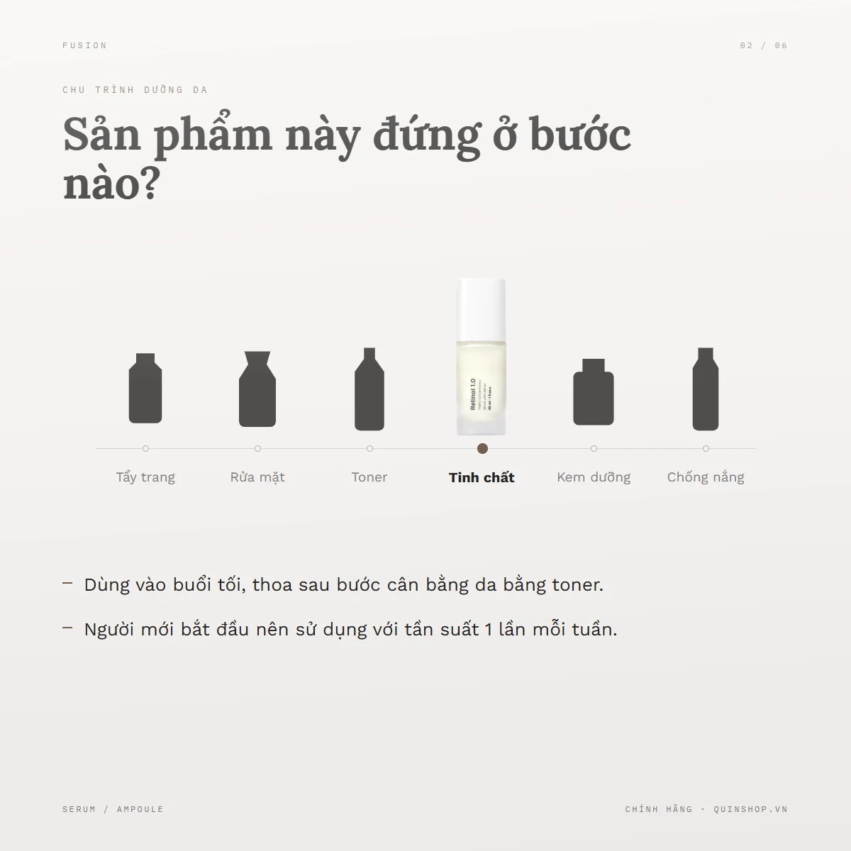 Tinh Chất Chống Lão Hoá Fusion Meso Retinol 1.0 — Lưu ý khi bảo quản và kết hợp trong chu trình