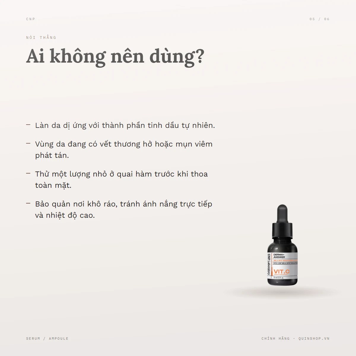 Tinh Chất CNP Derma Answer Mela Spot Brightening Ampule — Ai không nên dùng?