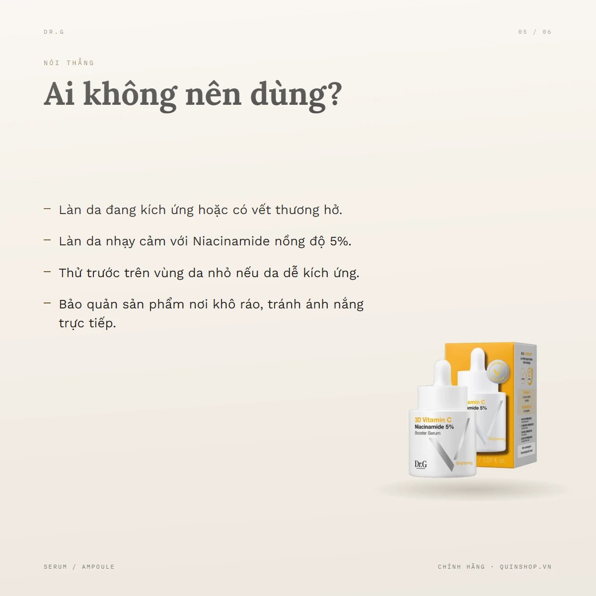 Tinh Chất Dr.G 3D Vitamin C Niacinamide 5% Booster Serum — Ai không nên dùng?