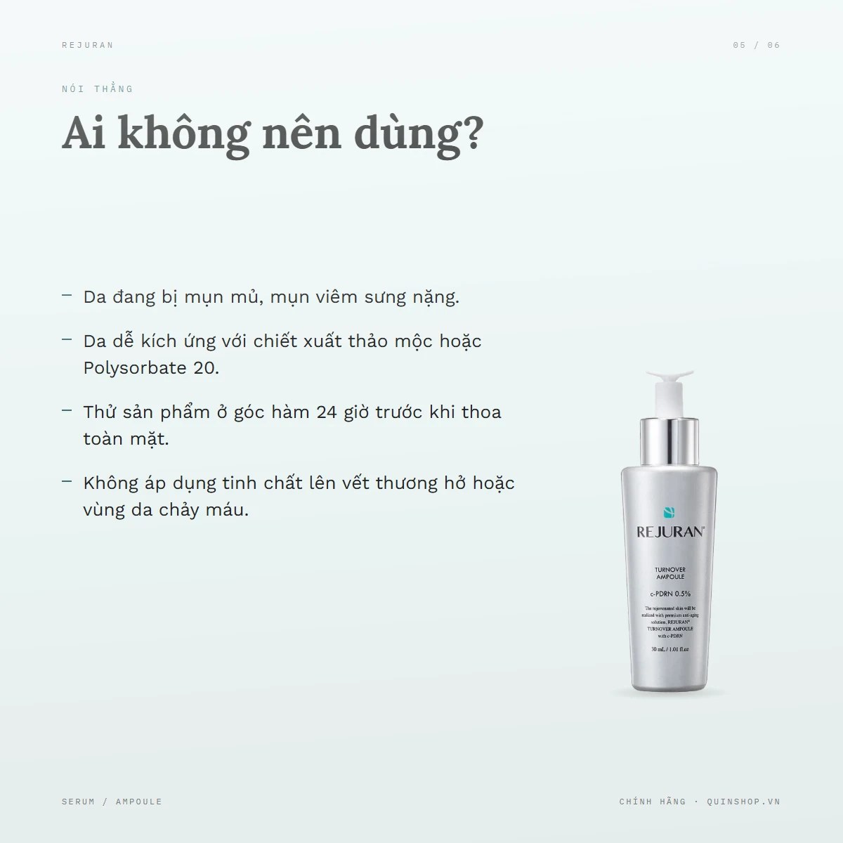 Tinh Chất Dưỡng Da Rejuran Turnover Ampoule — Ai không nên dùng?