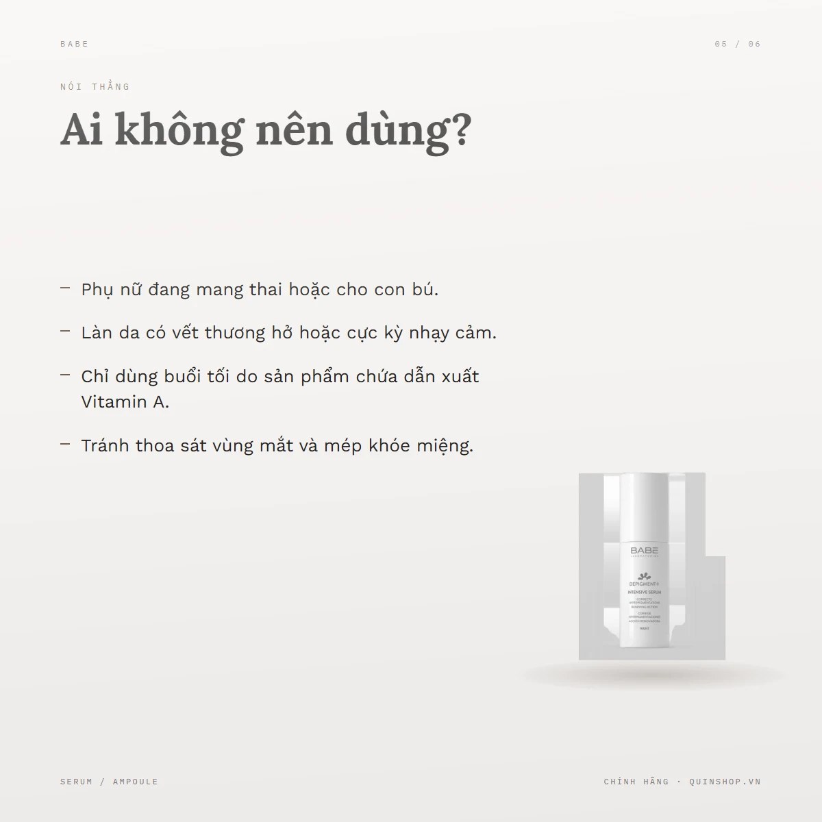 Tinh Chất Dưỡng Sáng Babe Laboratorios Depigment+ Intensive Serum 2 — Lưu ý khi bảo quản và kết hợp