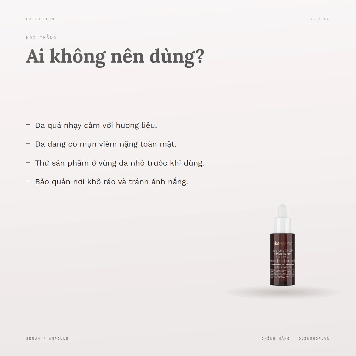 Tinh Chất Ekseption Hyaluronic Niacin Mixlab Serum 1 — Ai không nên dùng dòng serum Ekseption này?