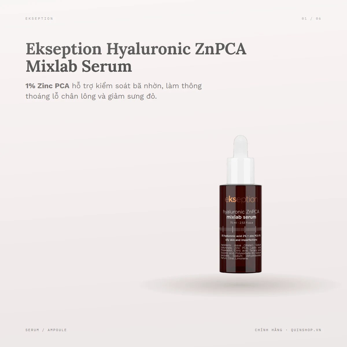 Tinh Chất Ekseption Hyaluronic ZnPCA Mixlab Serum 2