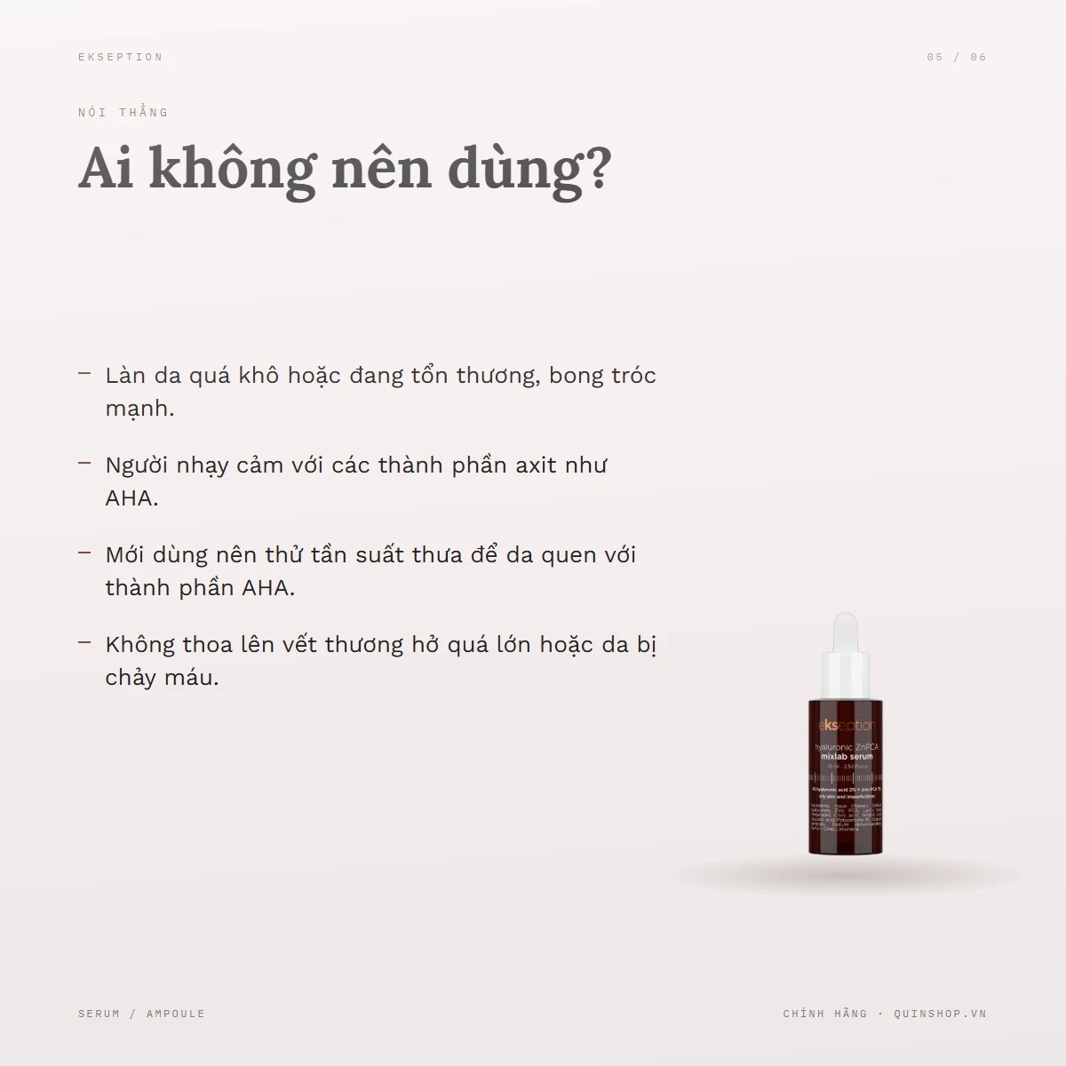 Tinh Chất Ekseption Hyaluronic ZnPCA Mixlab Serum 2 — Ai không nên dùng?