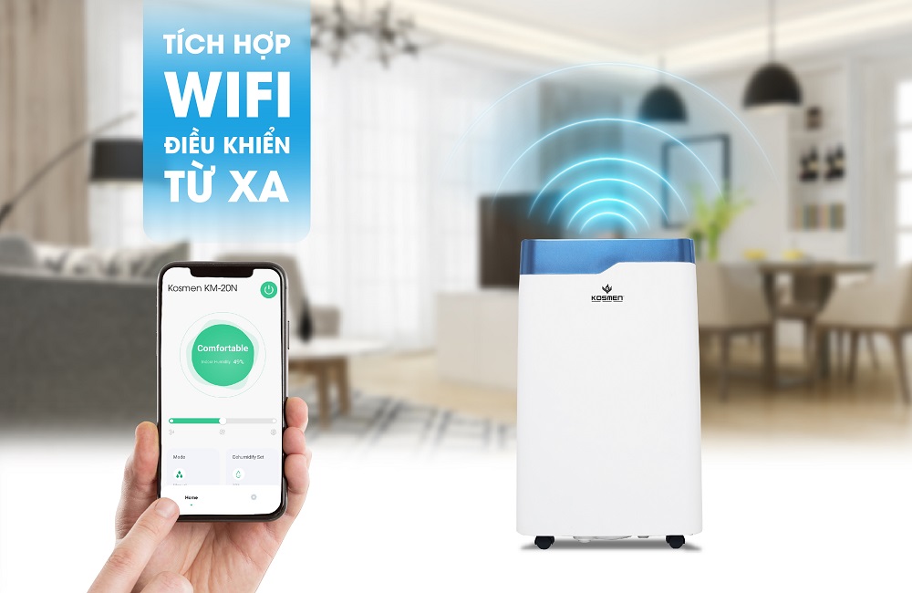 Điều khiển từ xa bằng App tiện lợi với máy hút ẩm Kosmen KM-20N