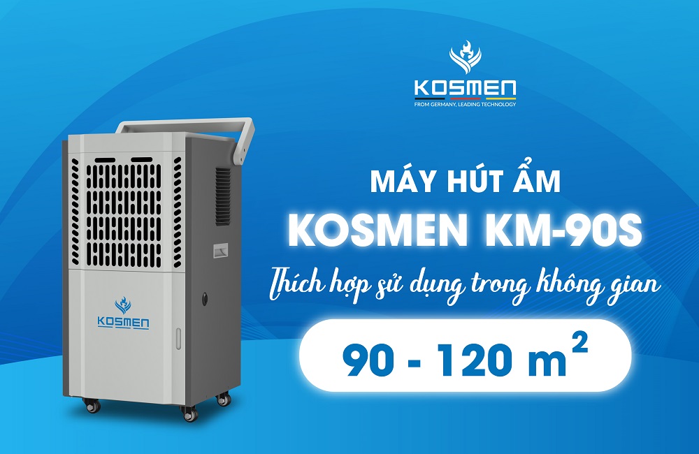 Máy hút ẩm Kosmen KM-90S phù hợp cho phòng diện tích từ 90-120 m2