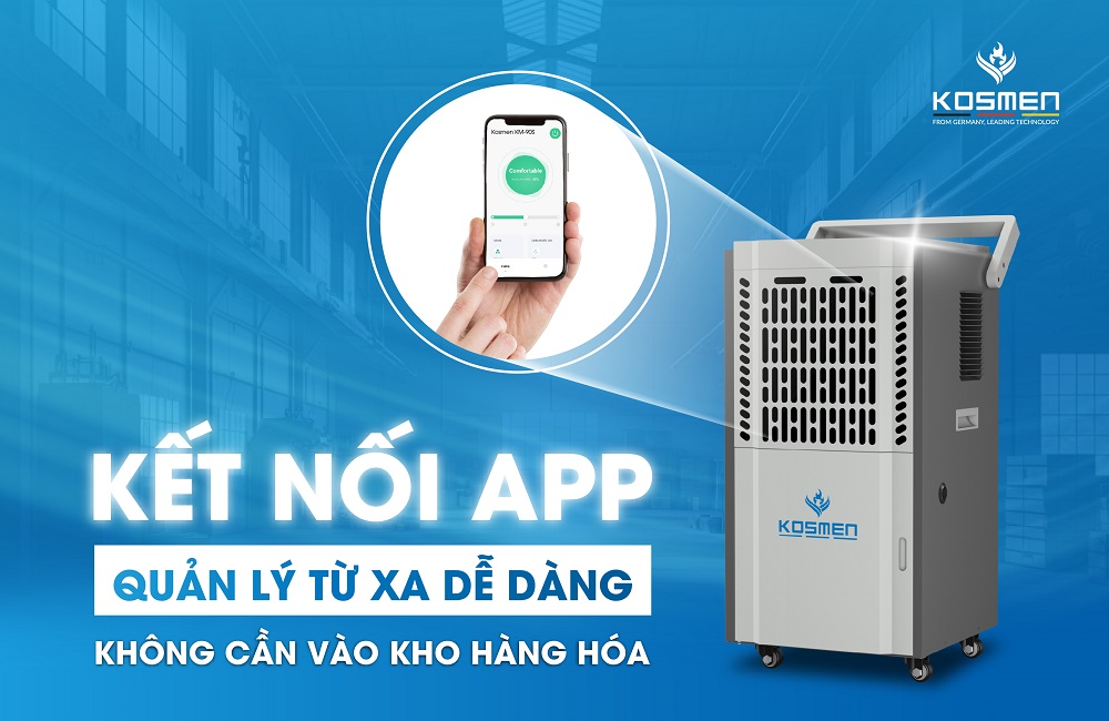 Kết nối App điều khiển máy hút ẩm Kosmen KM-90S hoàn toàn từ xa, tránh sự xâm nhập của độ ẩm