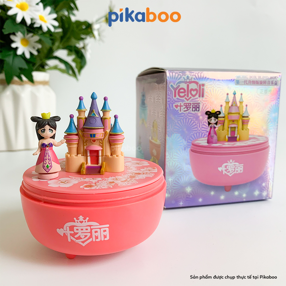 Đồ chơi hộp nhạc vặn cót Pikaboo, công chúa di chuyển xung quanh lâu đài âm thanh du dương