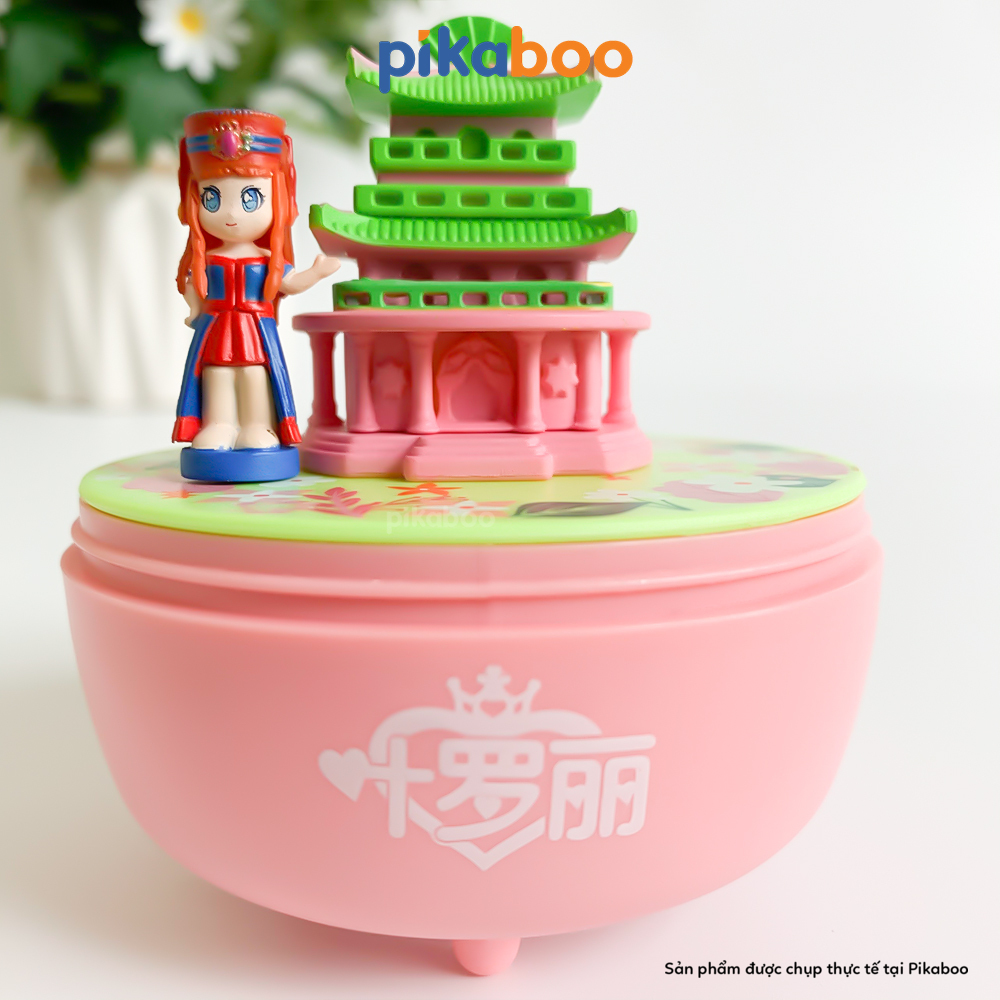 Đồ chơi hộp nhạc vặn cót Pikaboo, công chúa di chuyển xung quanh lâu đài âm thanh du dương