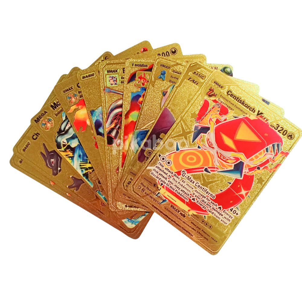 Thẻ bài Pokemon bộ 10 thẻ bài màu vàng kim cao cấp