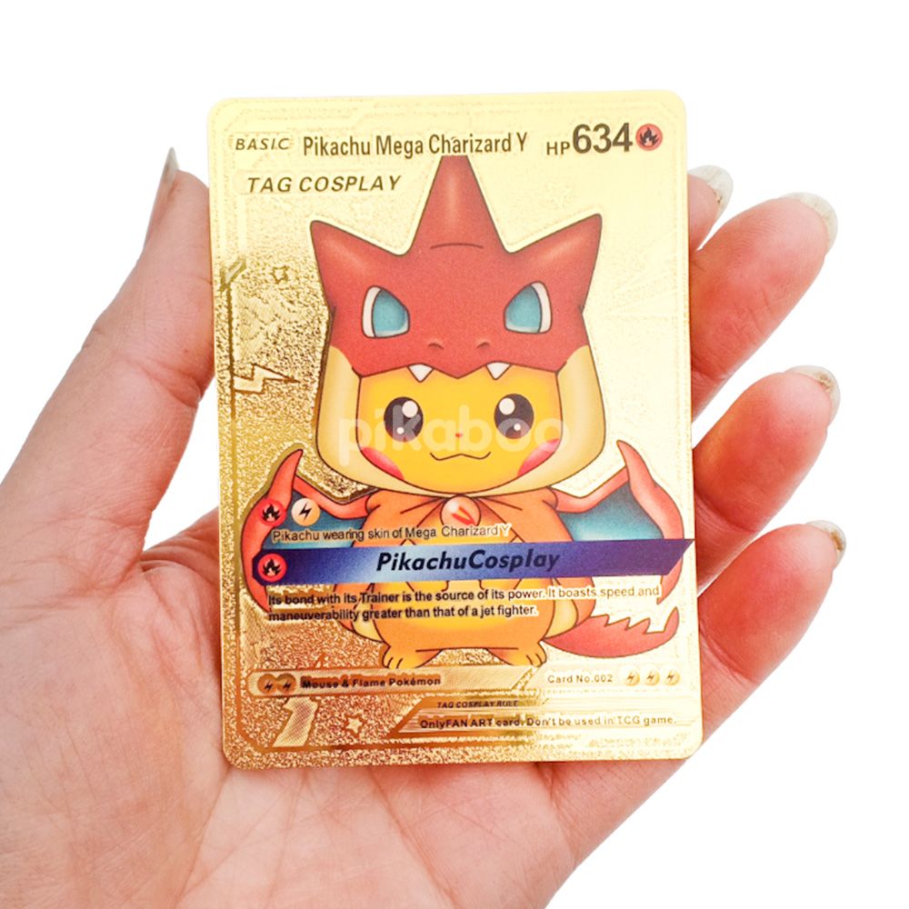 Thẻ bài Pokemon bộ 10 thẻ bài màu vàng kim cao cấp