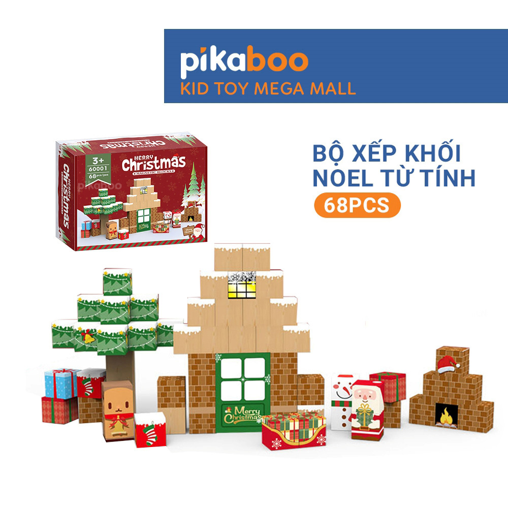 Bộ xếp hình khối nam châm hoạt cảnh Noel Pikaboo 68 chi tiết