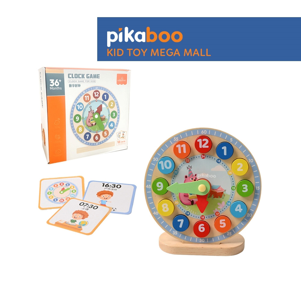 Kid Pikaboo Đồ chơi giáo dục đồng hồ số học gỗ Pikaboo | Pikaboo Kid Toy Mega Mall