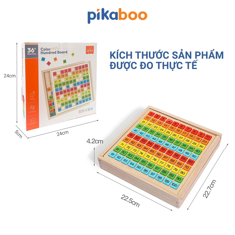 Bảng gỗ số tập đếm từ 1 đến 100 Pikaboo