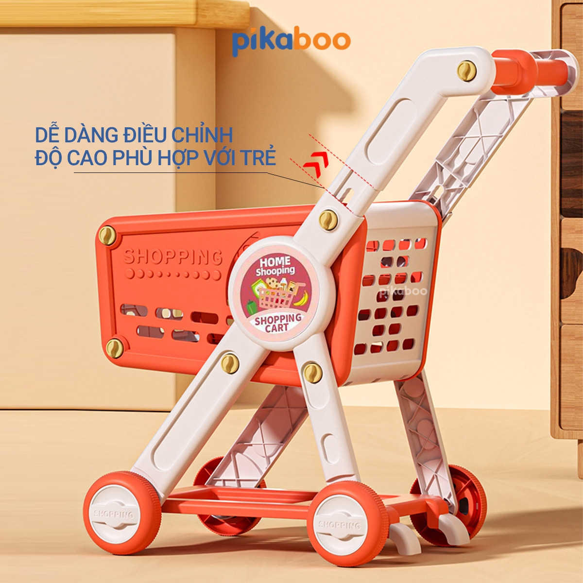 Đồ chơi nhập vai nhà bếp, xe đẩy siêu thị cho bé Pikaboo, thiết kế mới lạ chậu rửa bát đĩa rau củ nhà bếp sinh động