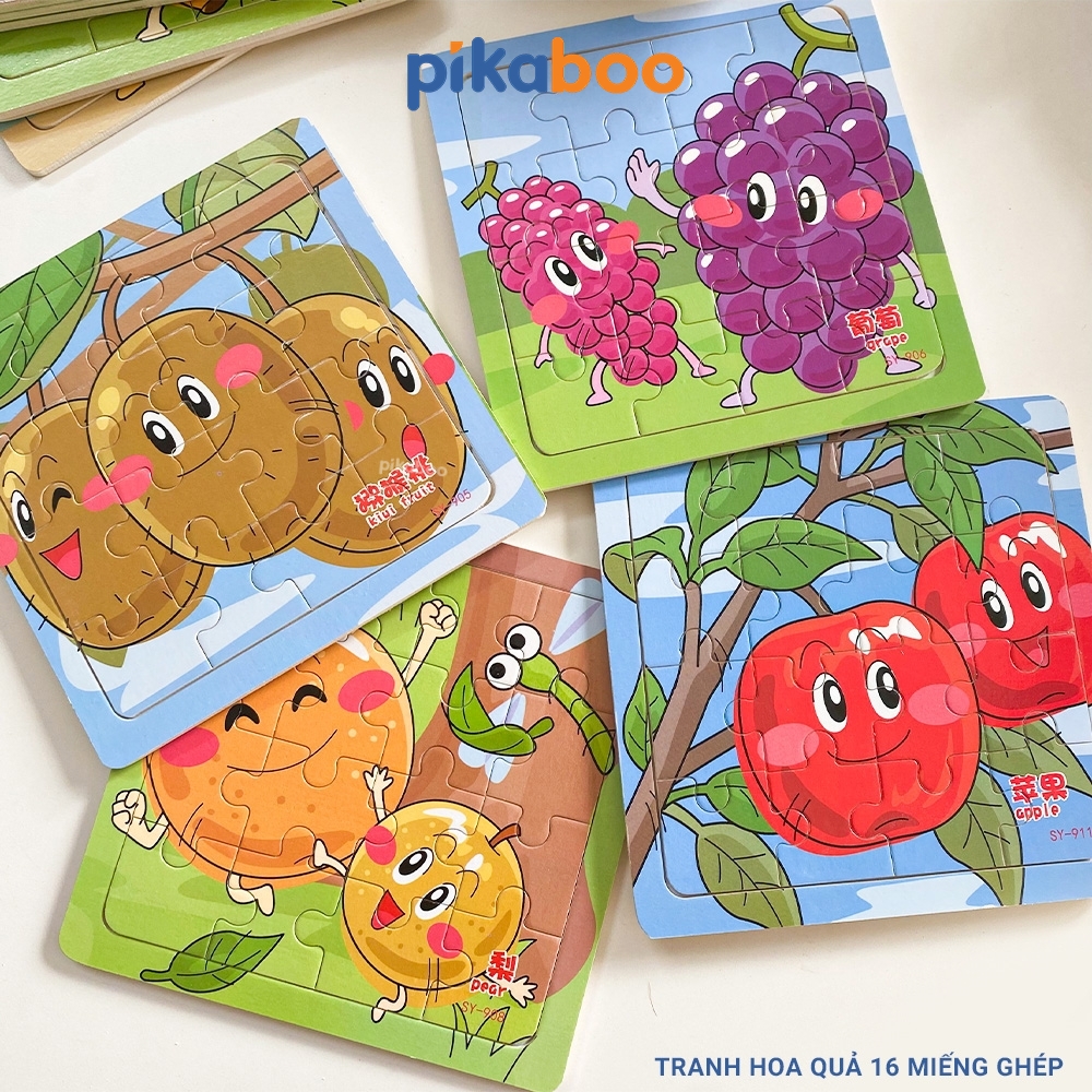 Bộ tranh ghép hình bằng gỗ Pikaboo đa dạng các chủ đề cho bé