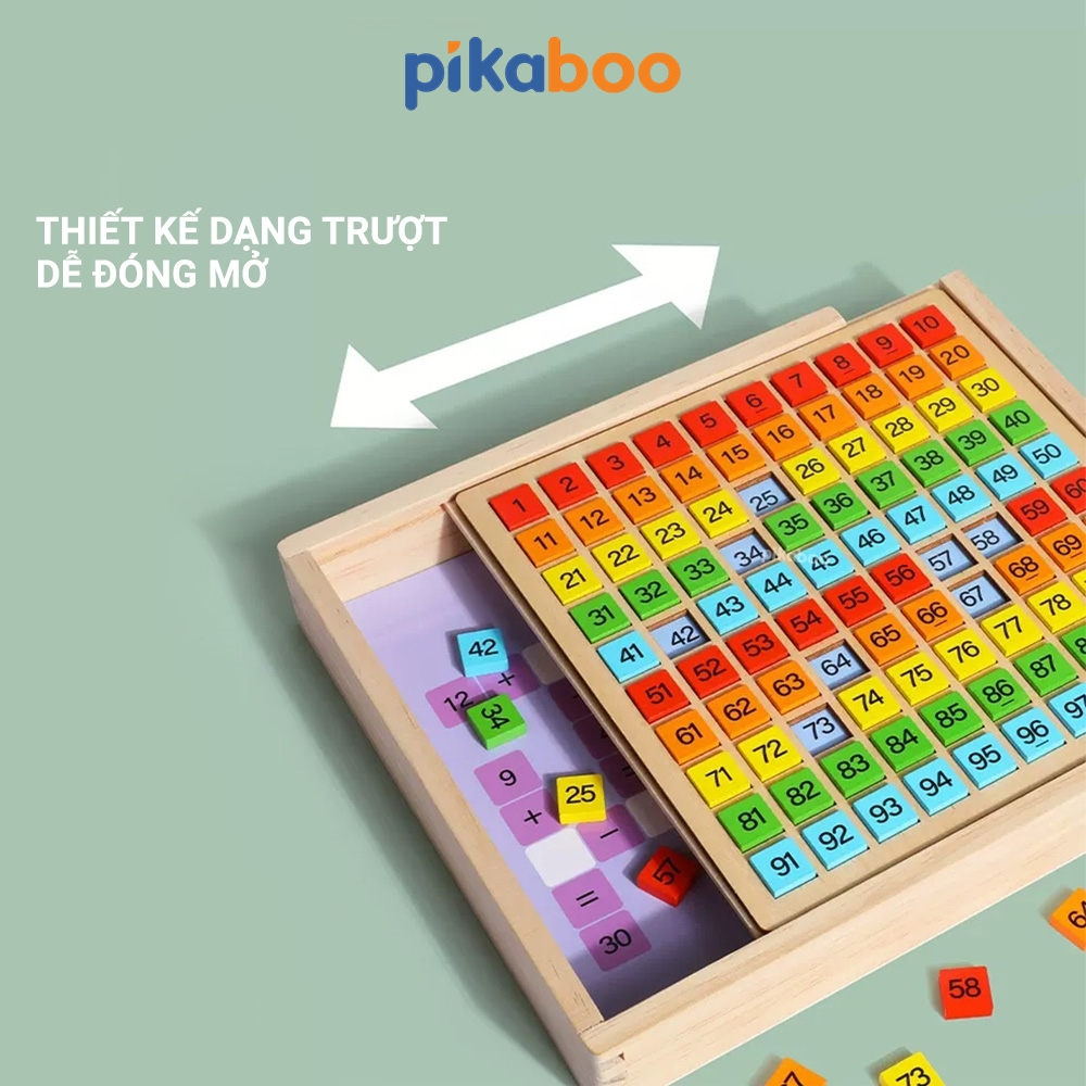 Bảng gỗ số tập đếm từ 1 đến 100 Pikaboo