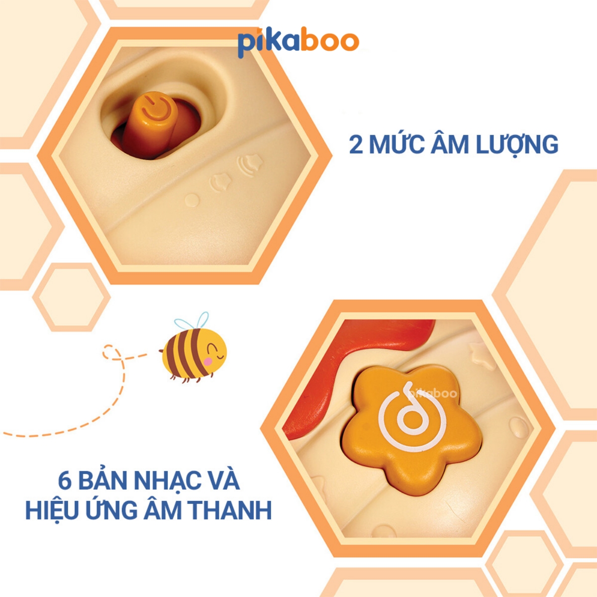 Đồ chơi lật đật gấu phát nhạc Pikaboo, có đèn sáng và âm thanh vui nhộn, chất liệu an toàn cho bé