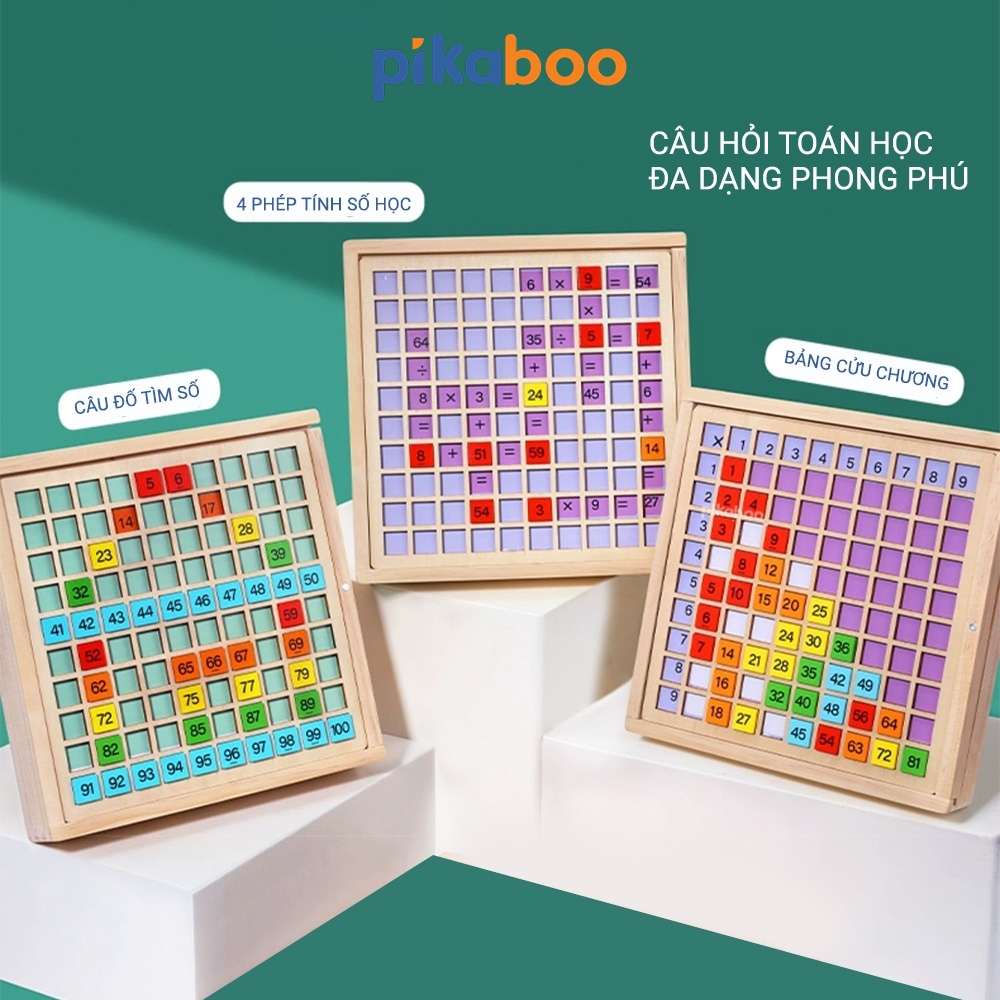 Bảng gỗ số tập đếm từ 1 đến 100 Pikaboo