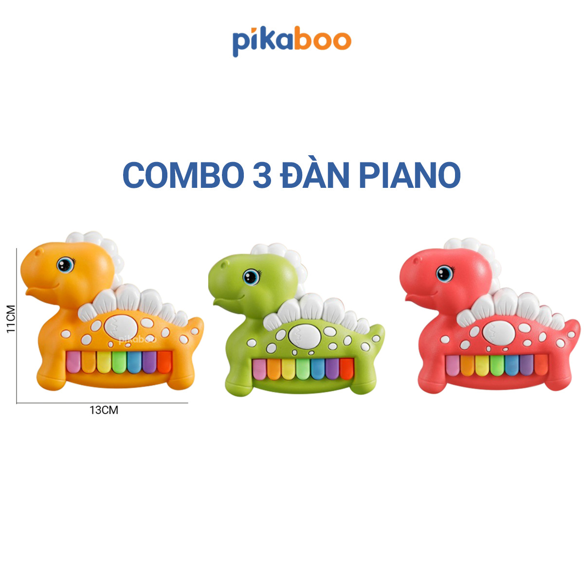 Đồ chơi đàn piano khủng long cao cấp Pikaboo, âm thanh vui nhộn, chất liệu nhựa an toàn cho bé
