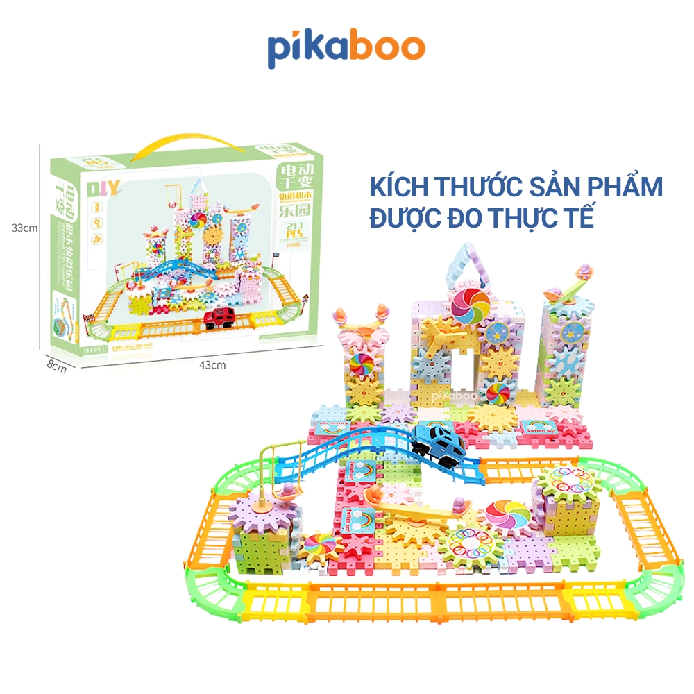 Đồ chơi xếp hình đường ray bánh răng chuyển động Pikaboo