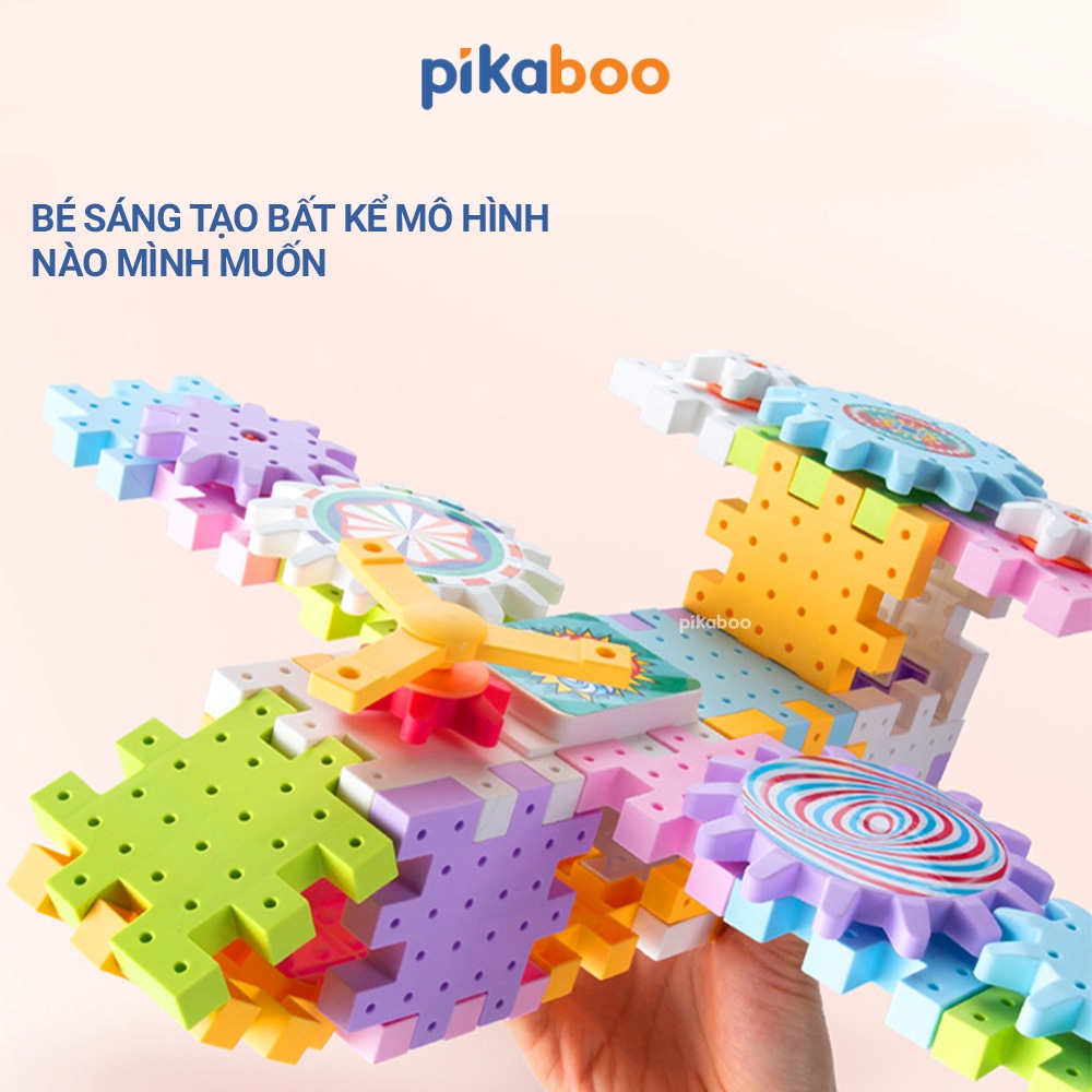 Đồ chơi xếp hình đường ray bánh răng chuyển động Pikaboo