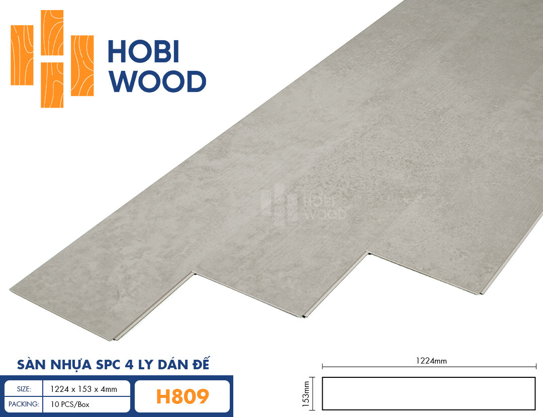 Sàn nhựa Hobiwood vân bê tông H809