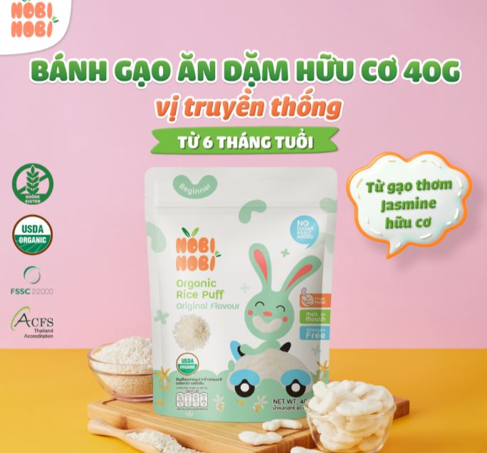 Bánh Gạo Ăn Dặm Hữu Cơ Nobi Nobi 40g – thienduongtretho.com