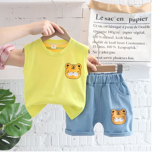 Set Bộ Sát Nách Hổ Vàng Quần Short Jean