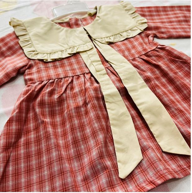 Váy đầm babydoll kẻ ô dáng dài chất cotton thô form dáng rộng cực xinh