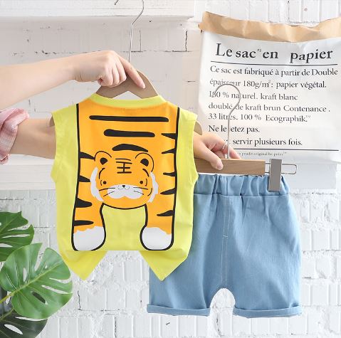 Set Bộ Sát Nách Hổ Vàng Quần Short Jean